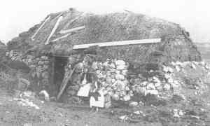 Cabin in Connemara, 1880s. An indication of conditions in the Castlerea area before the Famine.